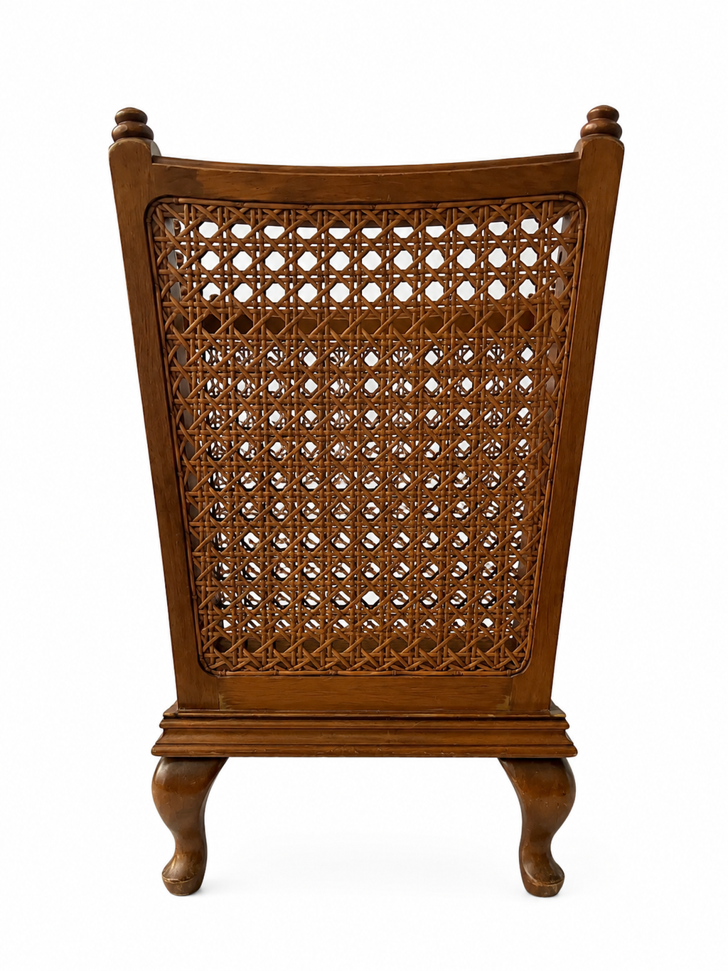 Vintage Vienna Straw Waste Paper Bin, German 1950s Chippendale Leg Wooden Cane Basket