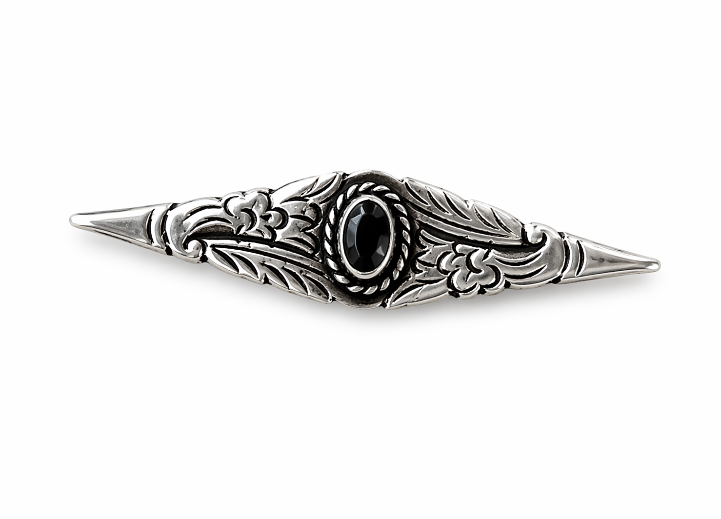 Vintage 825 Silver Bar Brooch with Garnet.