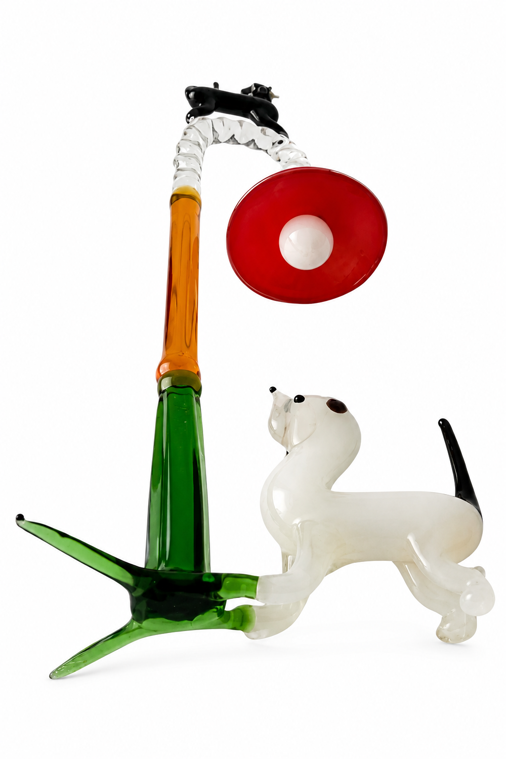 Lauscha Glass Figurine, Early 20th Century Cat Dog Streetlamp German Art Glass