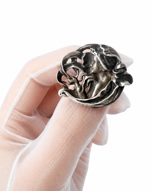 Antique Art Nouveau Sterling Silver Woman Brooch Pendant, 925 Silver Profile Pin