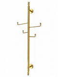 Vintage German Polished Brass Wall Mounted Coat Rack, Mid Century Entryway Hook Rail