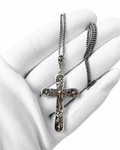 Vintage 835 Silver Filigree Cross Necklace, Floral Openwork Pendant, European Religious Jewellery