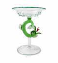 Lauscha Glass Goblet, Early 20th Century Sea Dragon Stem Art Glass Chalice