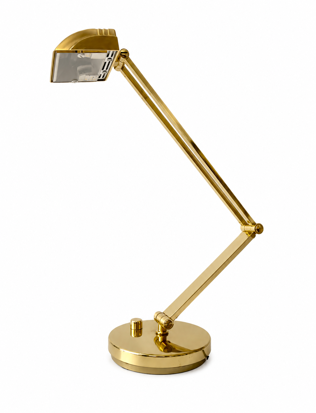 Vintage Hillebrand Brass Desk Lamp, German Adjustable Halogen Architect Lamp, 1970s–1980s