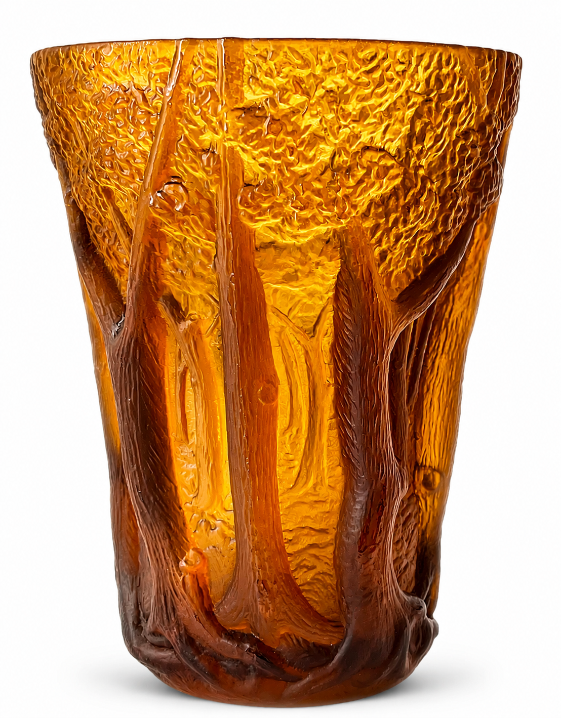 Art Deco Barolac Glass Vase, Josef Inwald Dans La Forêt 11589, Czech Pressed Glass