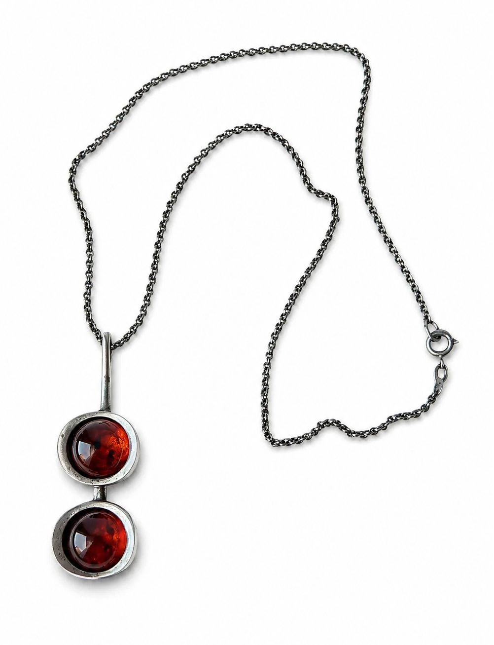 Vintage Baltic Amber Pendant Necklace, Sterling Silver, Danish Modernist, Niels Erik From