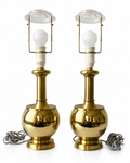 Vintage Pair of ABO Randers  Brass Bubble Lamps, 1970s.