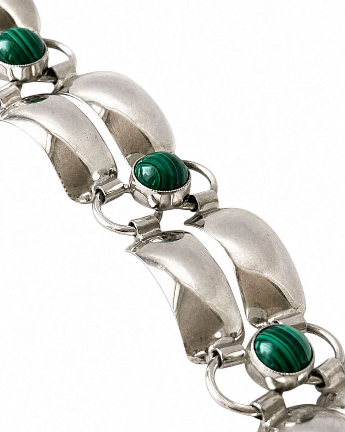 Vintage Silver & Malachite Modernist Bracelet – Katja Lührs Lübeck KLS Scandinavian Design