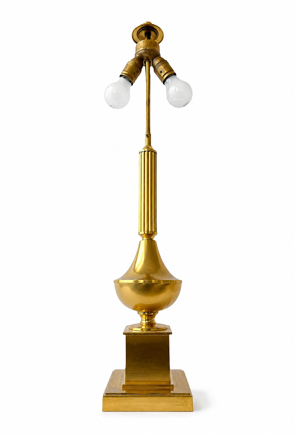 Vintage Mertens Berlin Brass Column Table Lamp, West German Hollywood Regency Lighting