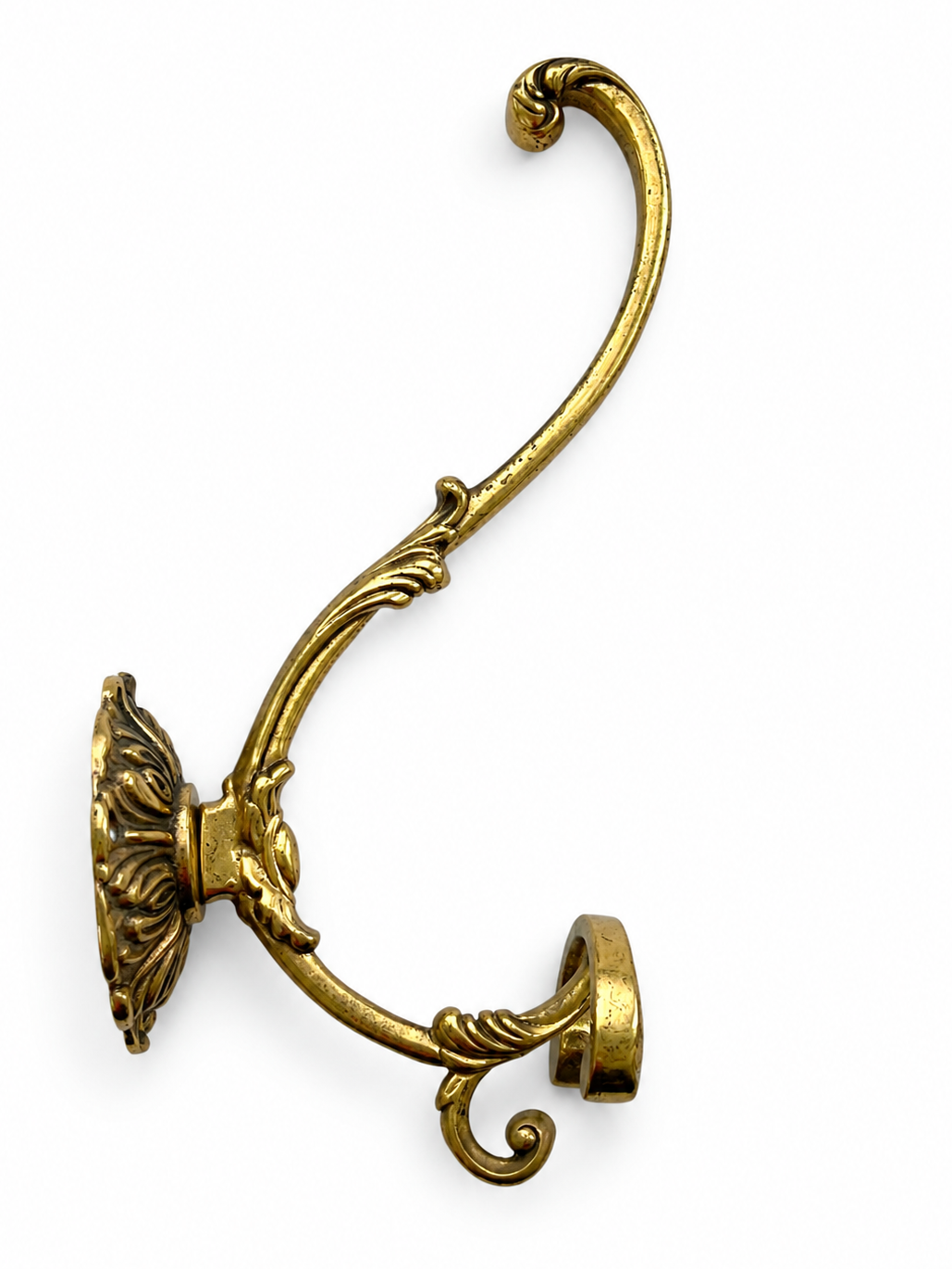 Set Of 3 Large Ornate Brass Wall Hooks, Vintage Coat Hangers