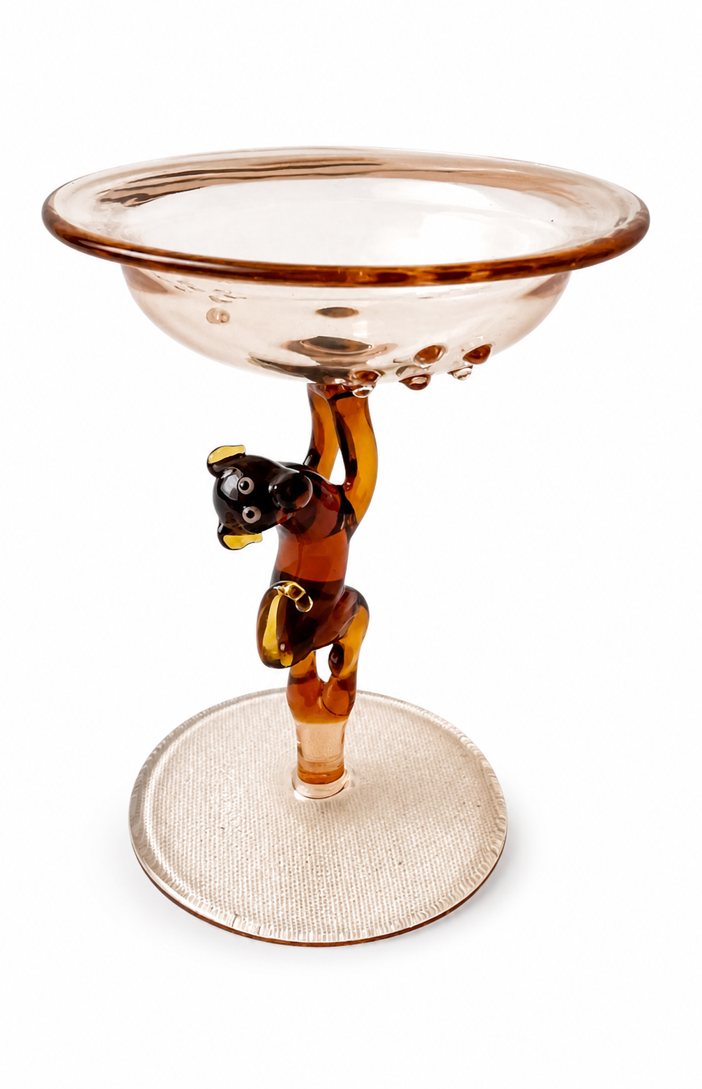 Lauscha Glass Goblet, Early 20th Century Monkey Stem German Art Glass Chalice