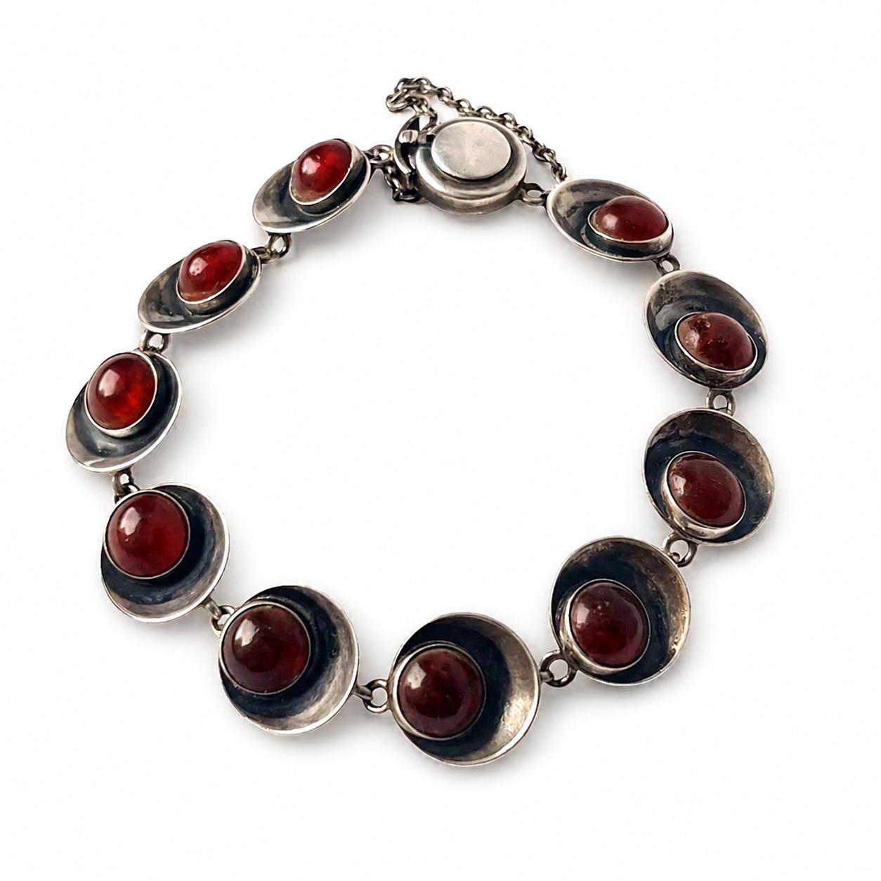 Niels Erik From Sterling Silver Amber Bracelet, Danish Modernist Vintage Jewellery