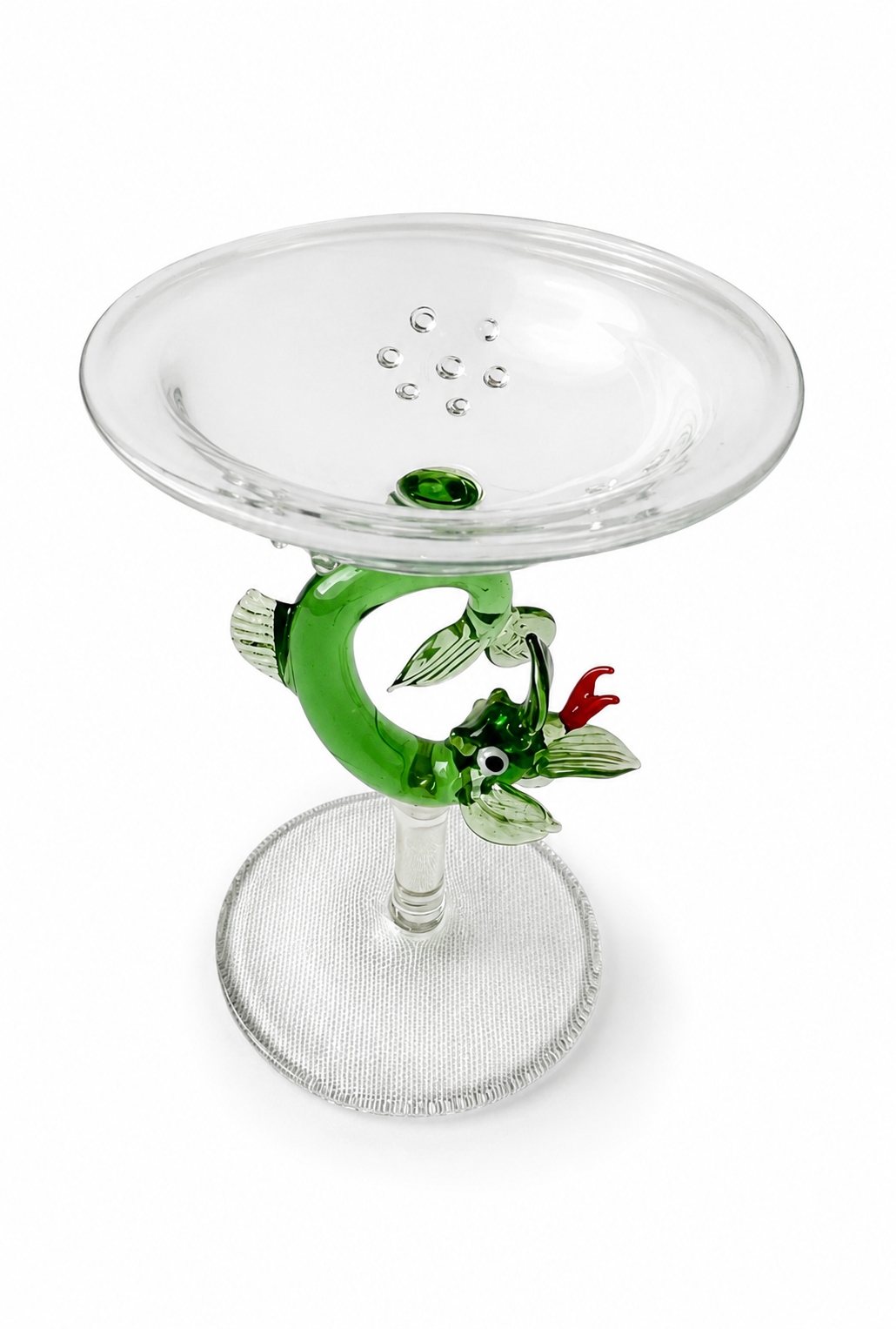 Lauscha Glass Goblet, Early 20th Century Sea Dragon Stem Art Glass Chalice