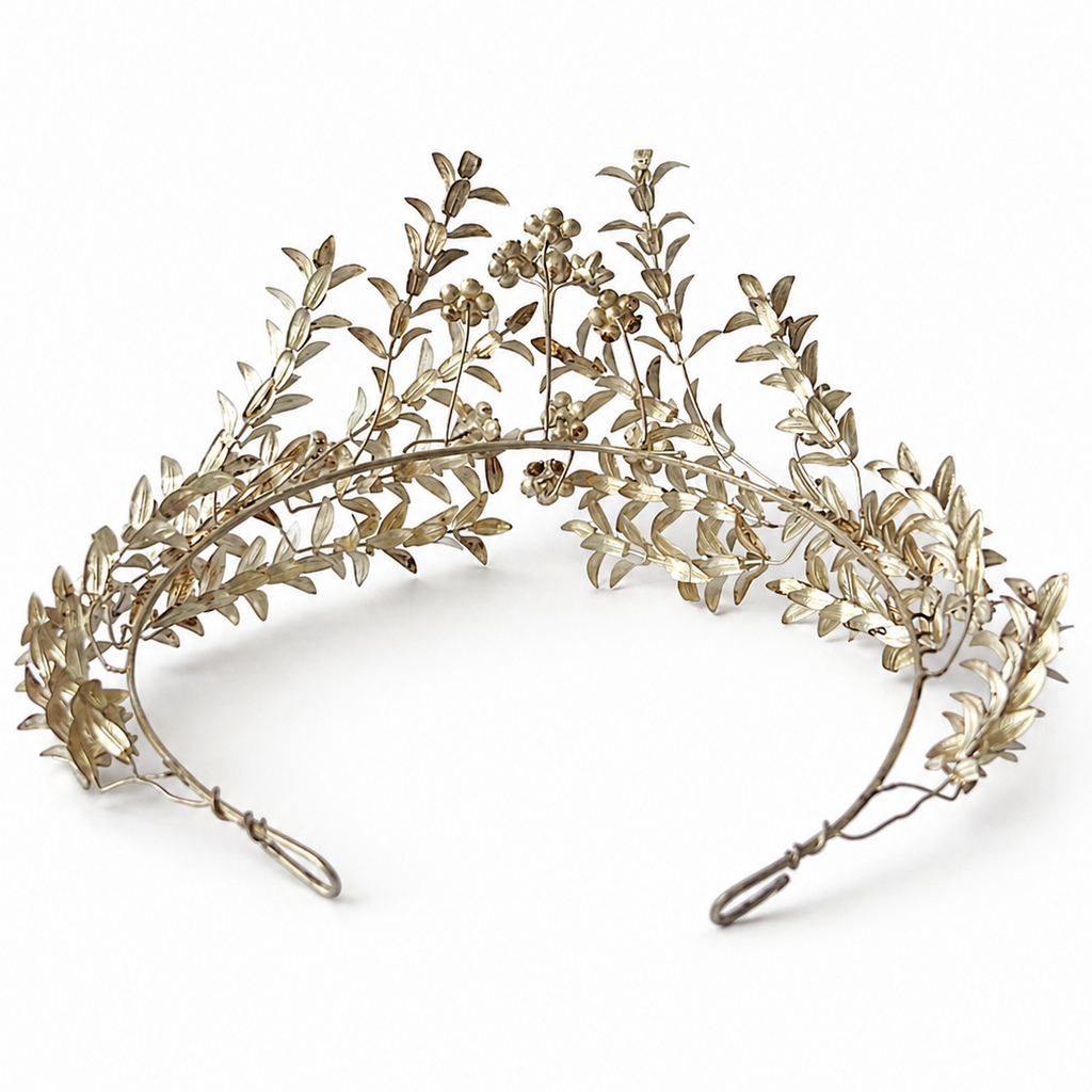 Antique German 800 Silver Myrtle Bridal Crown Tiara With Groom Buttonhole & Original Box