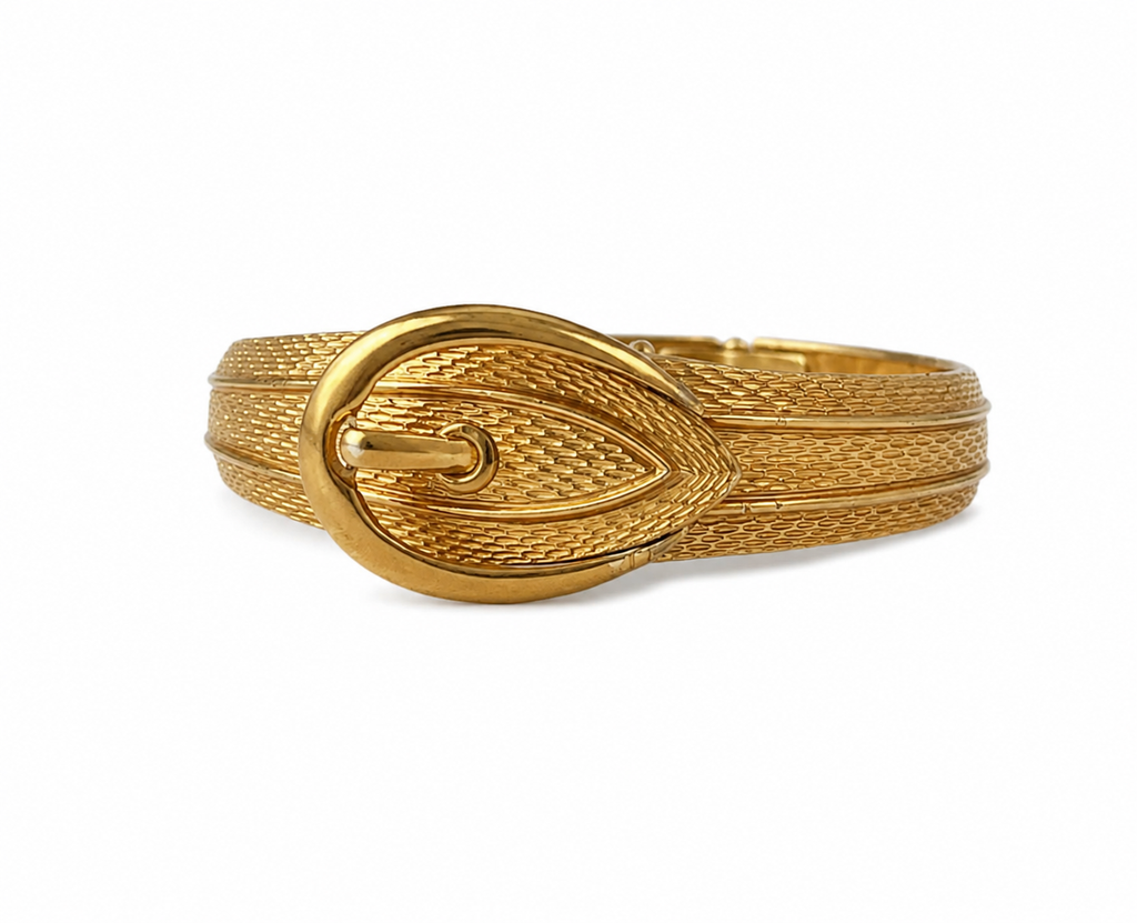 Vintage Avon Gold Tone Belt Clamper Cuff Bracelet