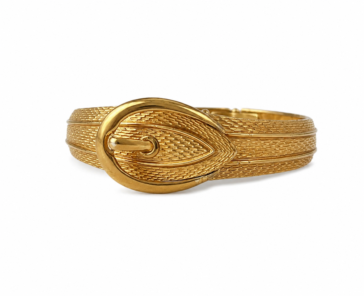 Vintage Avon Gold Tone Belt Clamper Cuff Bracelet