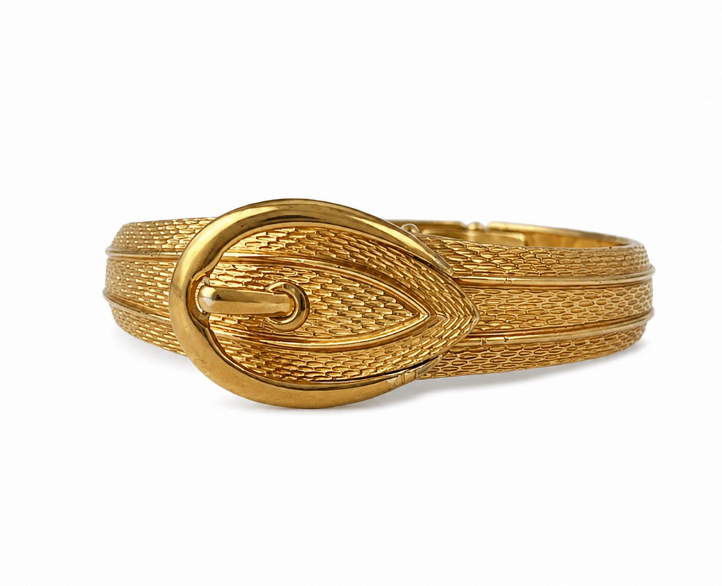 Vintage Avon Gold Tone Belt Clamper Cuff Bracelet