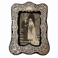Vintage Keyford Frames Sterling Silver Photo Frame, London 1990, Floral Scroll Design