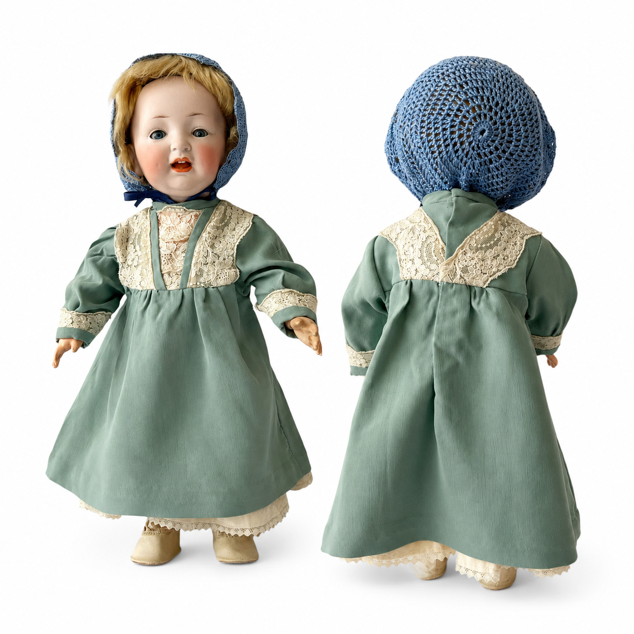 Antique Hertel Schwab German Bisque Baby Doll 35 cm Made in Germany c.1912