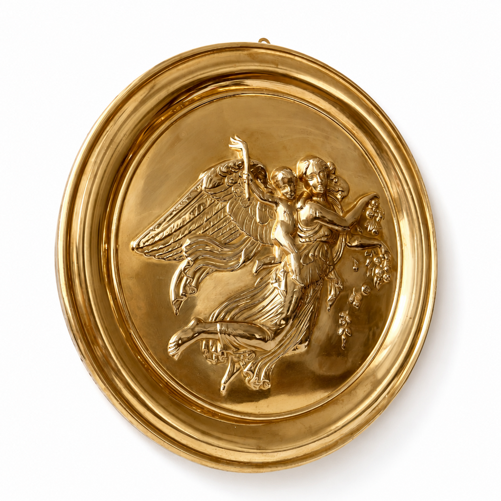 Thorvaldsen The Day Brass Wall Medallion, Danish Antique Plaque