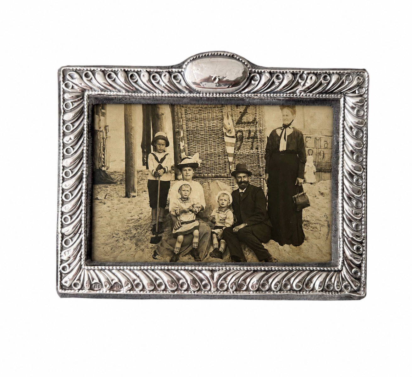 Vintage Sterling Landscape Photo Frame, London 1988, Beaded Border
