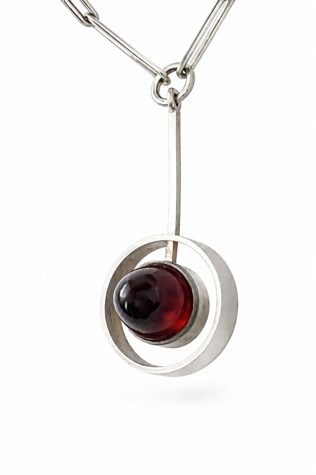 Vintage Niels Erik From Amber Sterling Silver Pendant Necklace Danish Modernist
