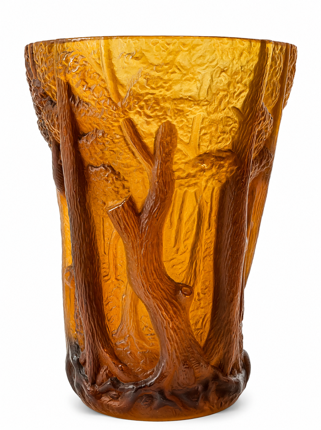 Art Deco Barolac Glass Vase, Josef Inwald Dans La Forêt 11589, Czech Pressed Glass