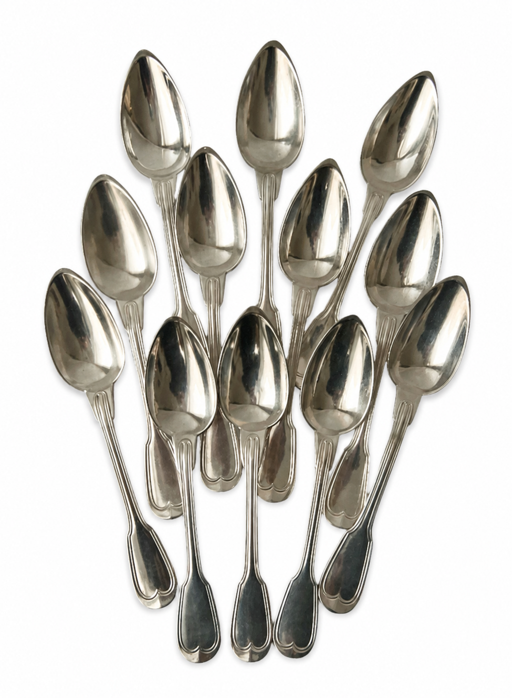 Set of 6 Christofle Silver-Plated Dinner Spoons: Chinon Fiddle Pattern, c.1900 French Elegance