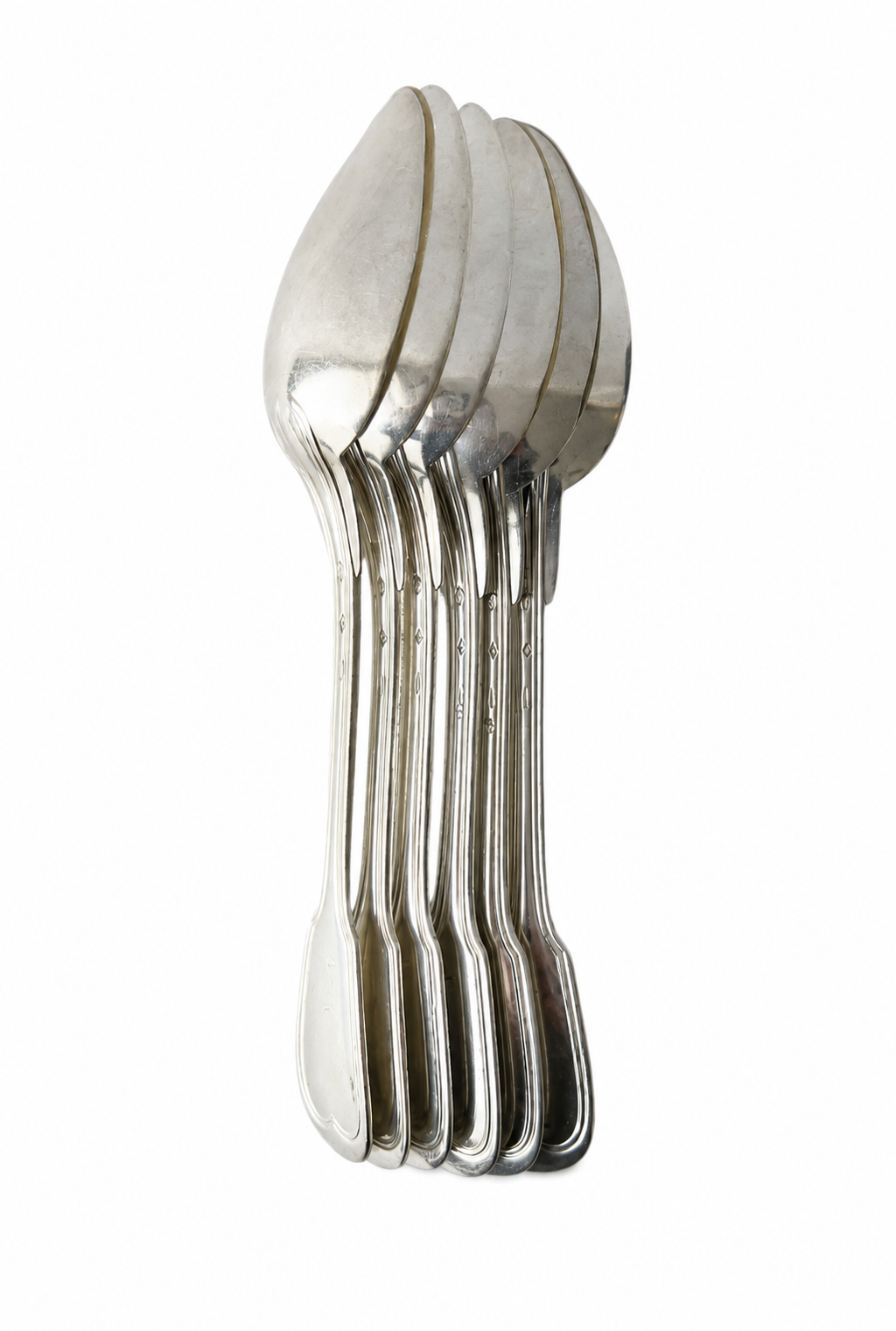 Set of 6 Christofle Silver-Plated Dinner Spoons: Chinon Fiddle Pattern, c.1900 French Elegance