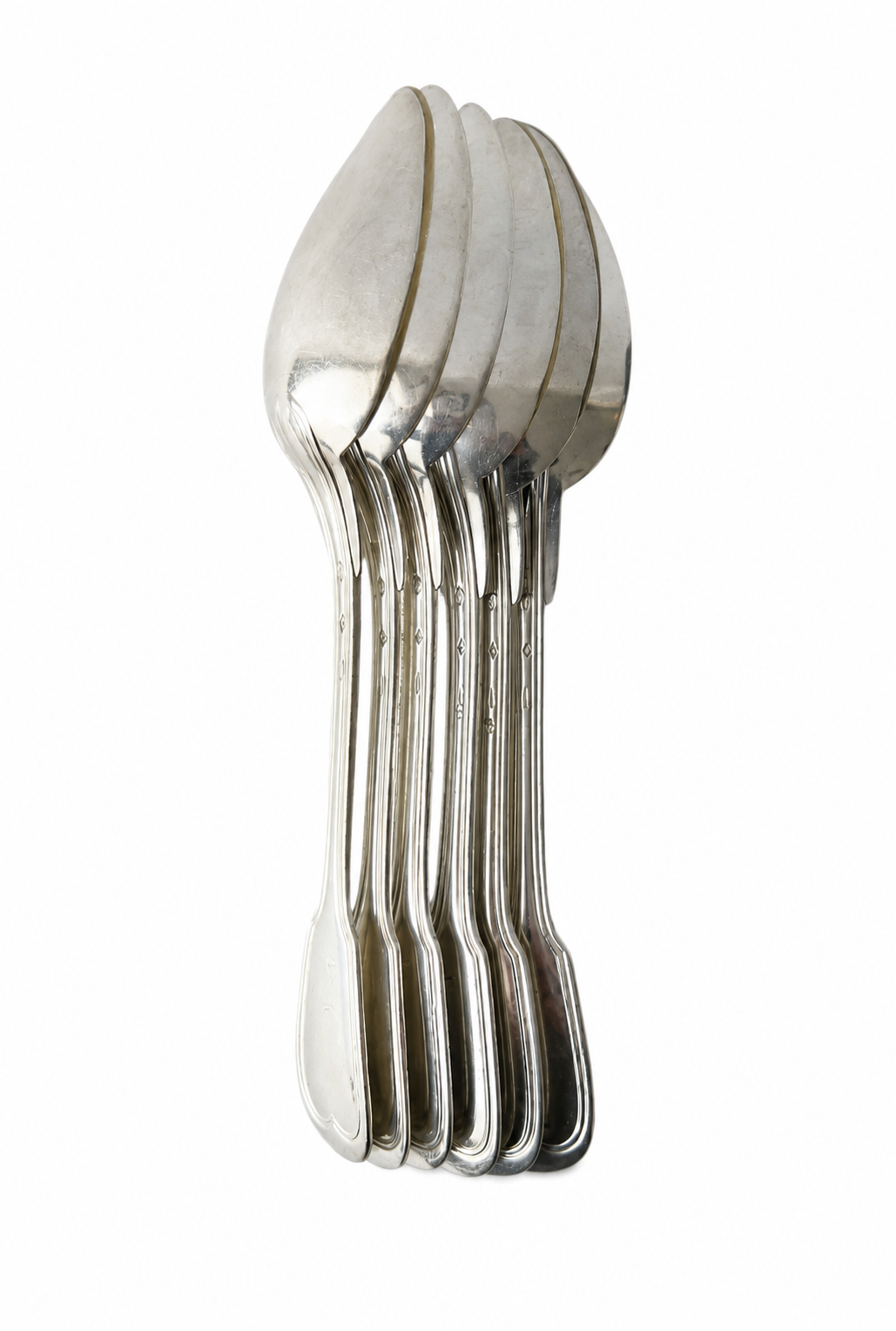 Set of 6 Christofle Silver-Plated Dinner Spoons: Chinon Fiddle Pattern, c.1900 French Elegance