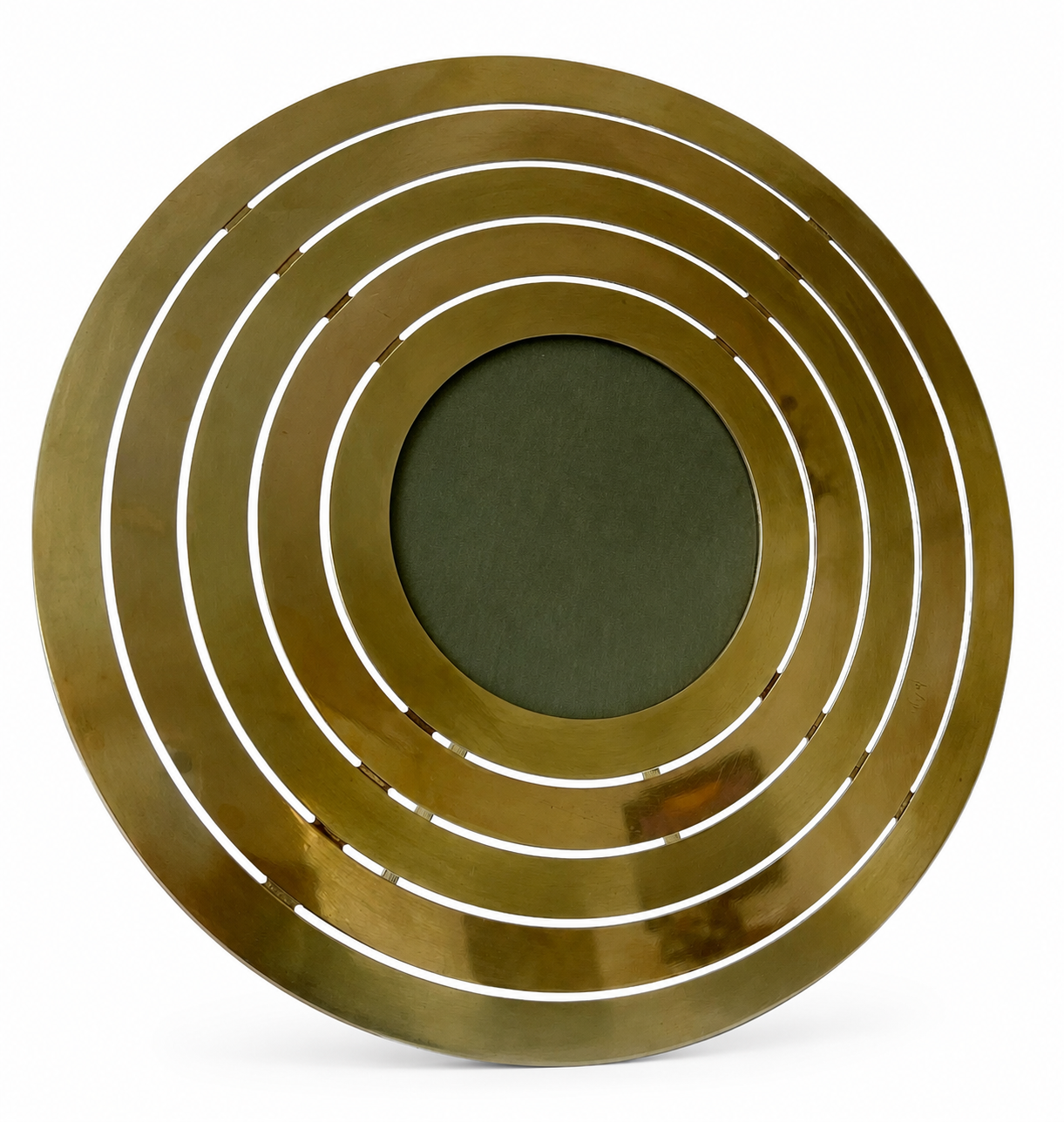 Vintage Christian Dior Home Collection Brass Circular Photo Frame, Made in Italy.