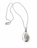 Vintage Silver Oval Locket Necklace. Engraved Keepsake Jewellery