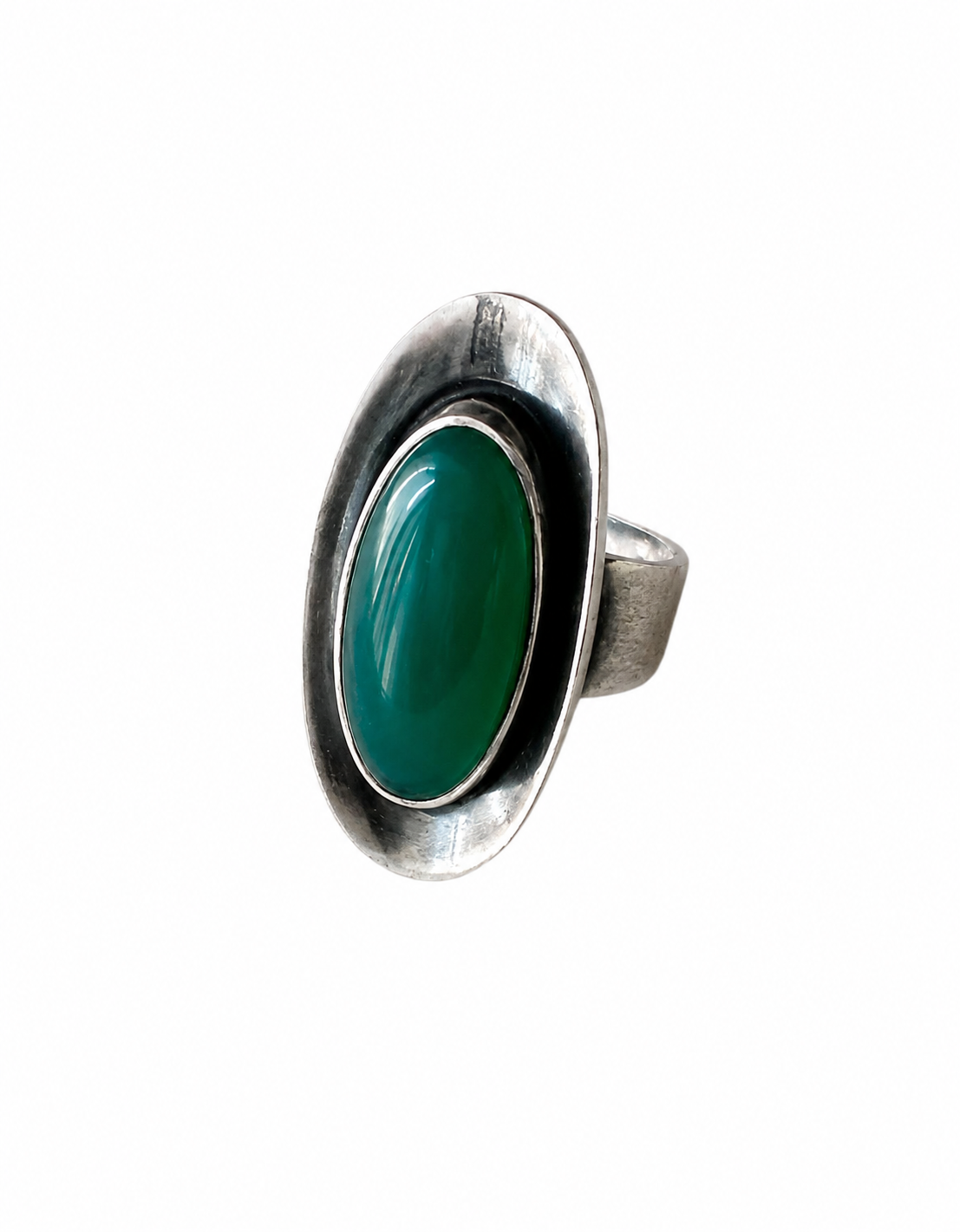 Vintage Niels Erik From Chrysoprase Ring Sterling Silver Danish Scandinavian Modernist