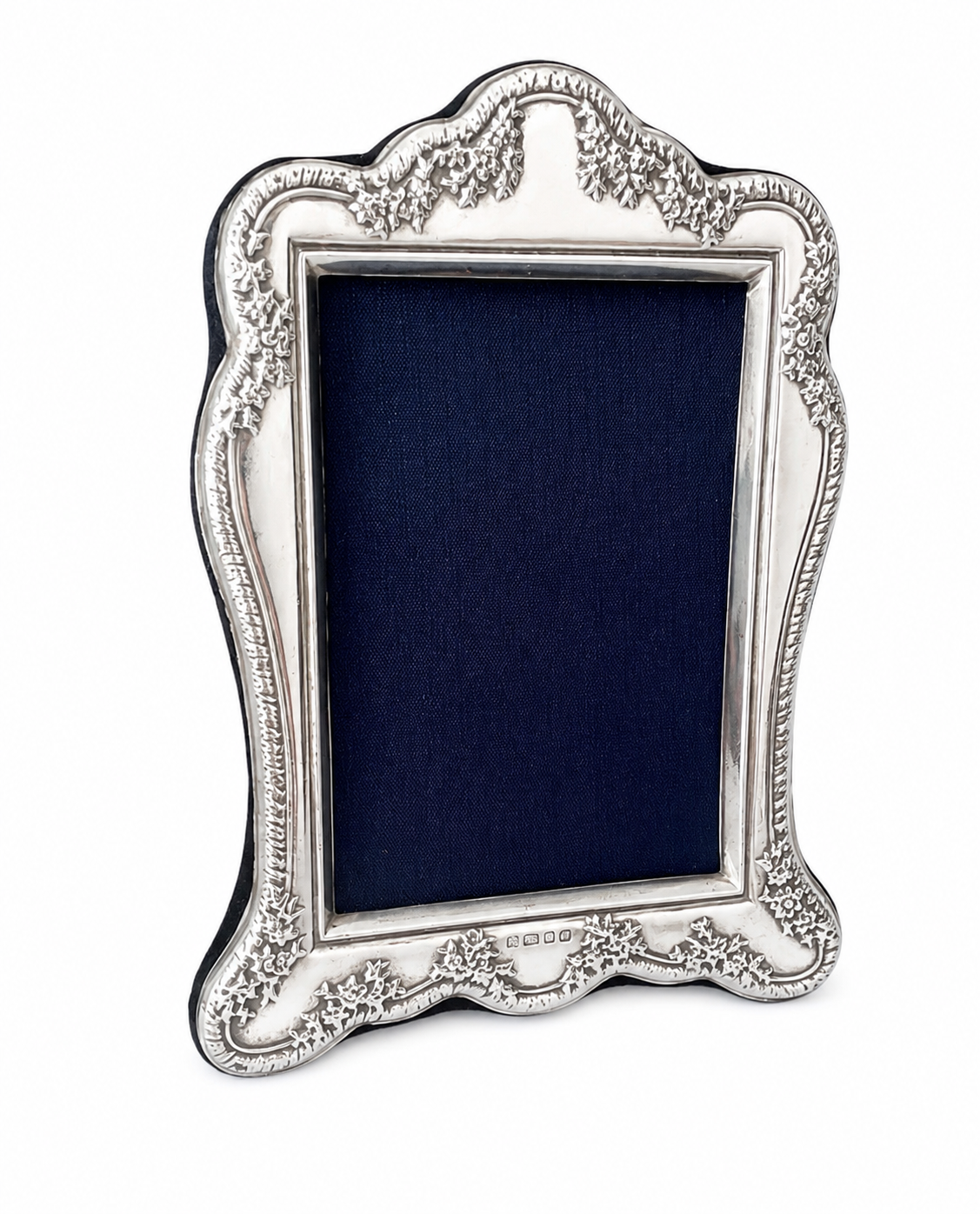 Kitney Sterling Silver Photo Frame, London 1996, Floral Detail