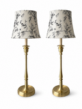 Pair Lauren Ralph Lauren Brushed Brass Table Lamps With Floral Fabric Shades