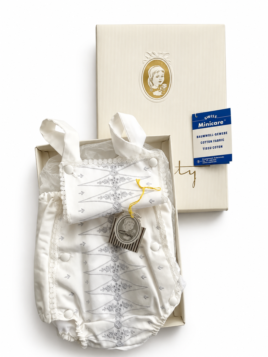 Vintage Courty Baby Romper 3–6 Months, French Cotton Romper With Tags And Box