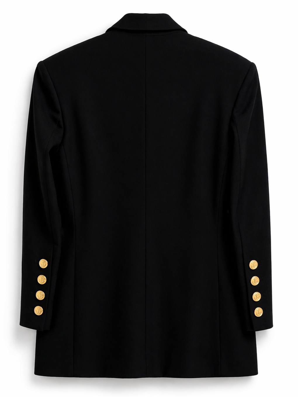 Vintage Escada by Margaretha Ley Navy Blue Blazer – Wool & Cashmere, Double-Breasted, Gold Nautical Buttons.