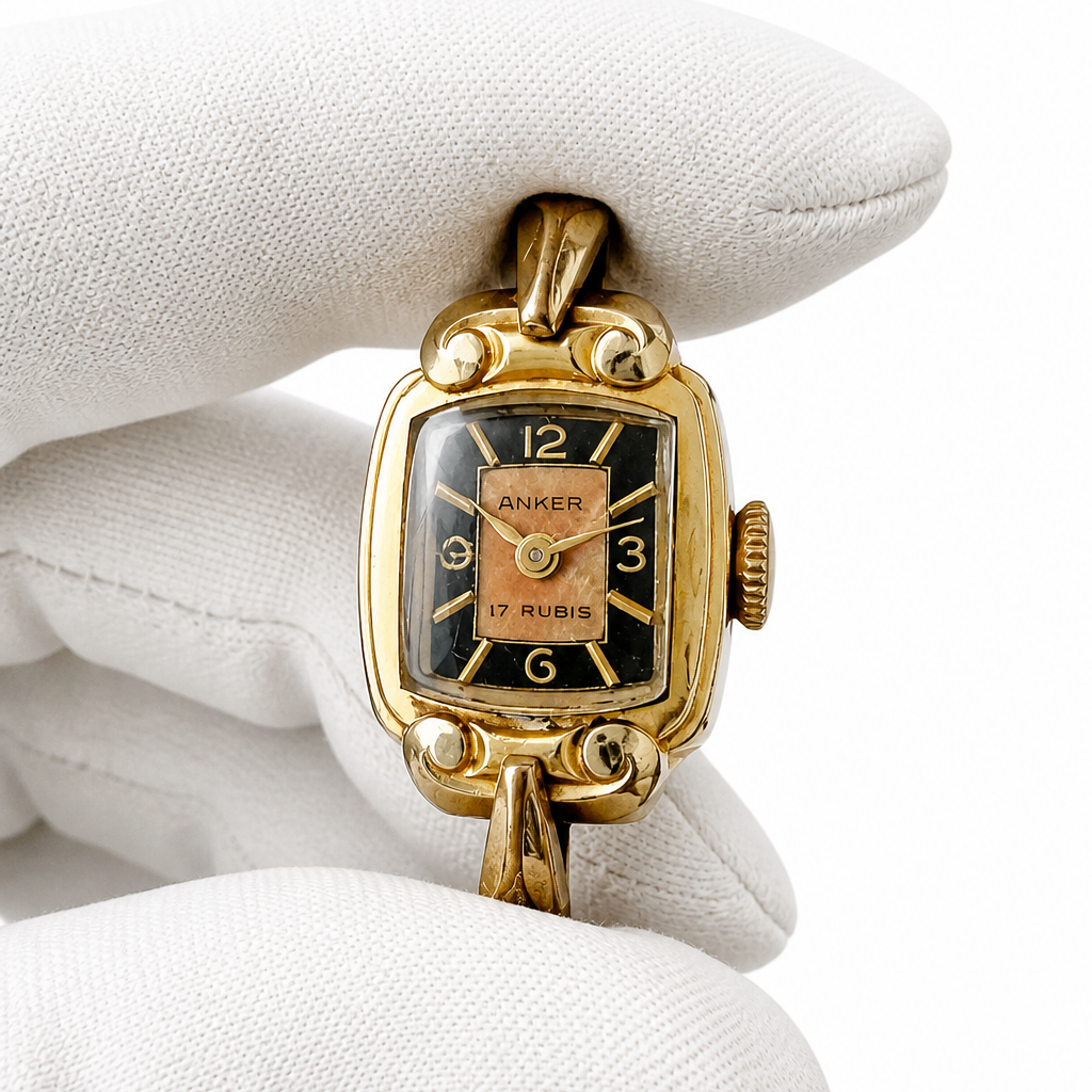 Vintage ANKER Rolled Gold Ladies Watch. 17 Rubis .Mother of Pearl. Art Deco