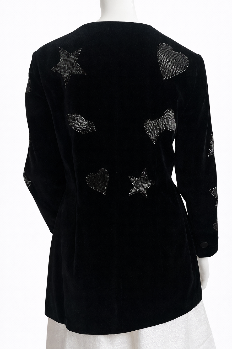 Vintage Escada Velvet Jacket Margaretha Ley Germany 80s 90s Beaded Blazer