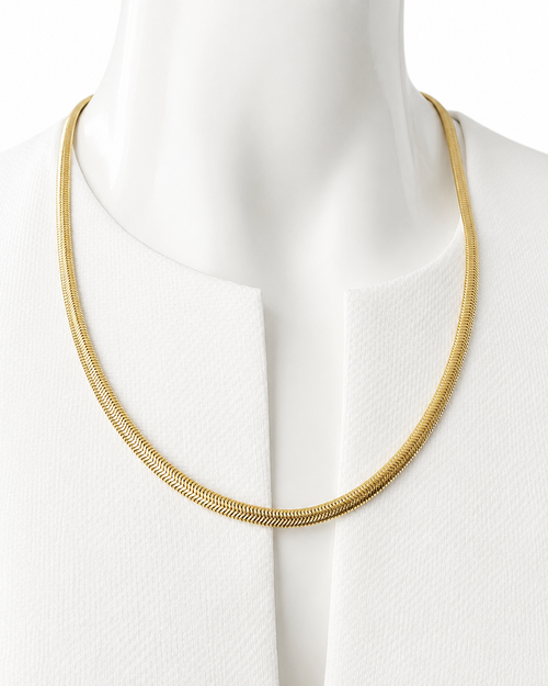 1980s Monet Gold Plated Herringbone Chain Necklace, Vintage Statement Collar Necklace