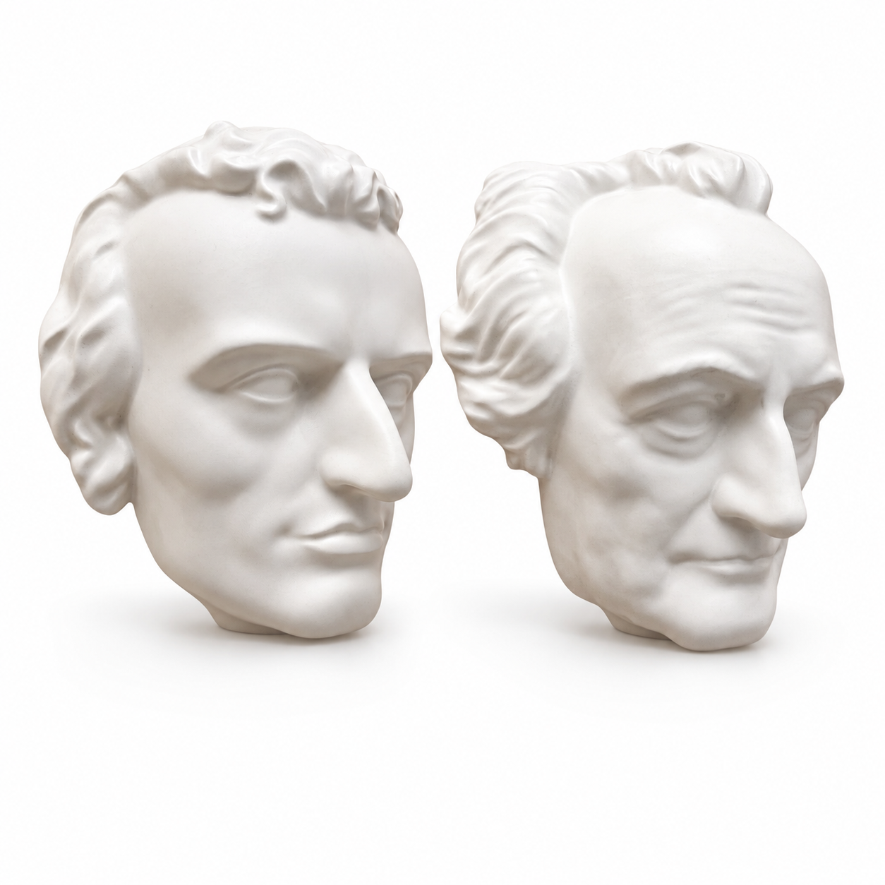 Vintage Keramos Wien Goethe Schiller Porcelain Wall Busts, Austrian Literary Plaques