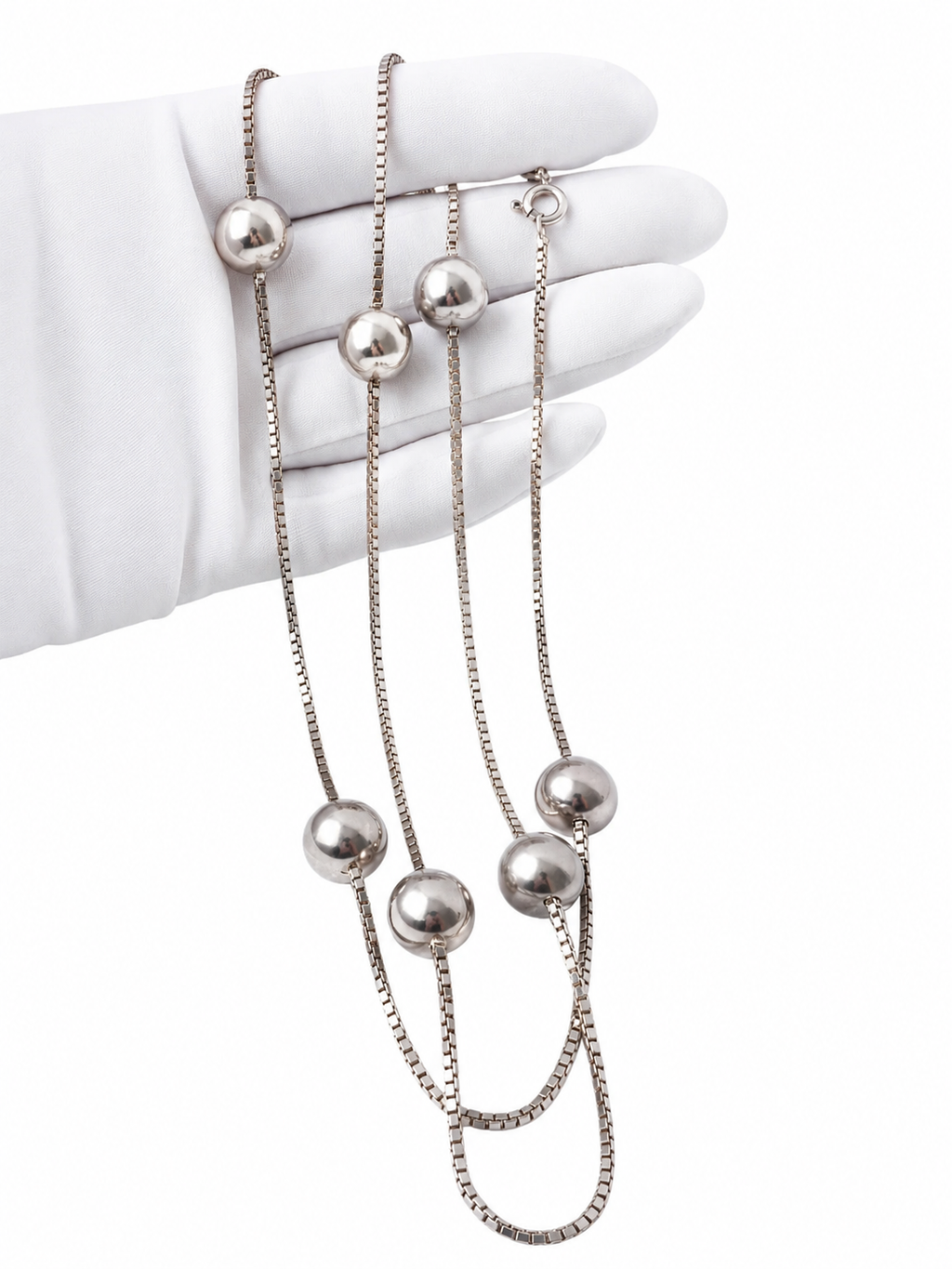 Vintage 835 Silver Necklace with Silver Beads