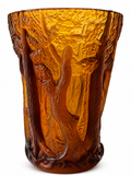 Art Deco Barolac Glass Vase, Josef Inwald Dans La Forêt 11589, Czech Pressed Glass