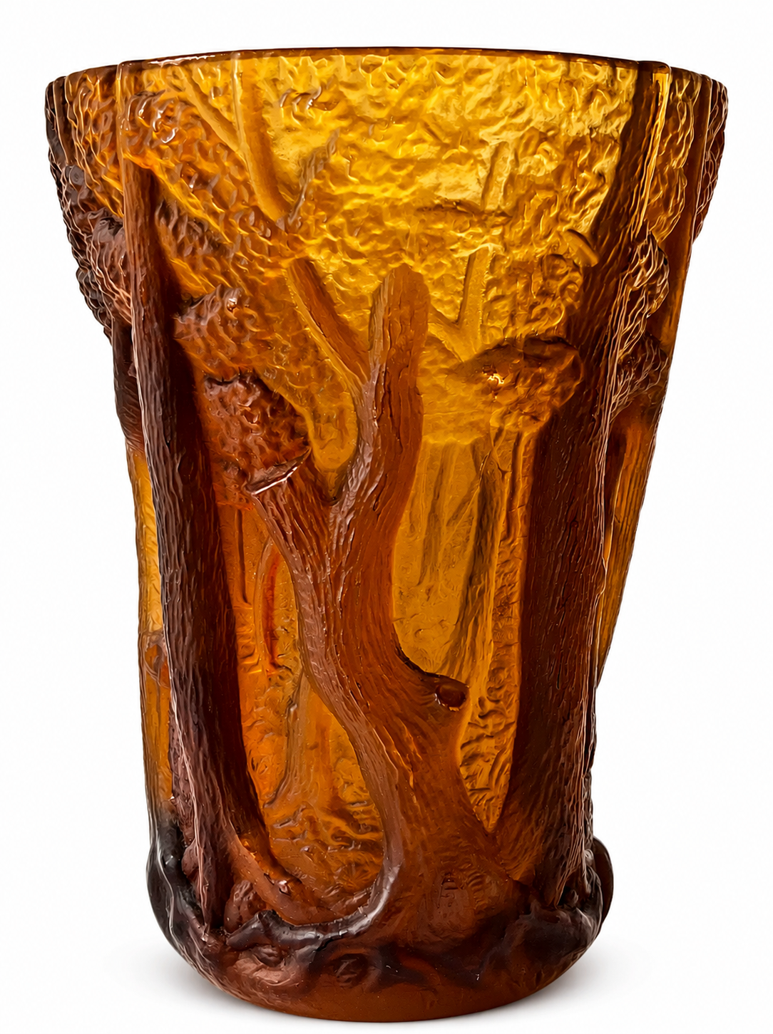 Art Deco Barolac Glass Vase, Josef Inwald Dans La Forêt 11589, Czech Pressed Glass