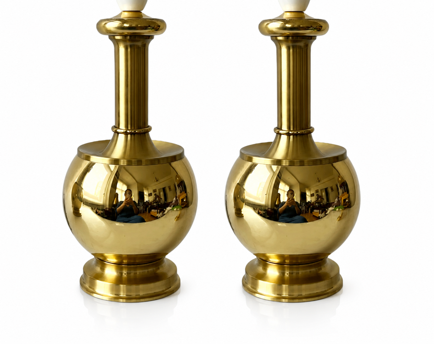 Vintage Pair of ABO Randers  Brass Bubble Lamps, 1970s.
