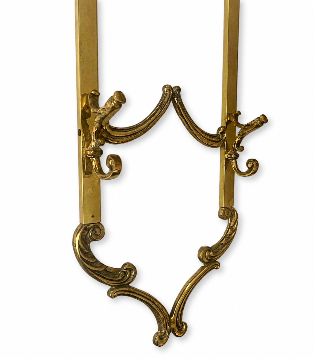 Vintage Italian Brass Coat Rack, Mid Century Wall Hooks, Six Hook Hallway Rack