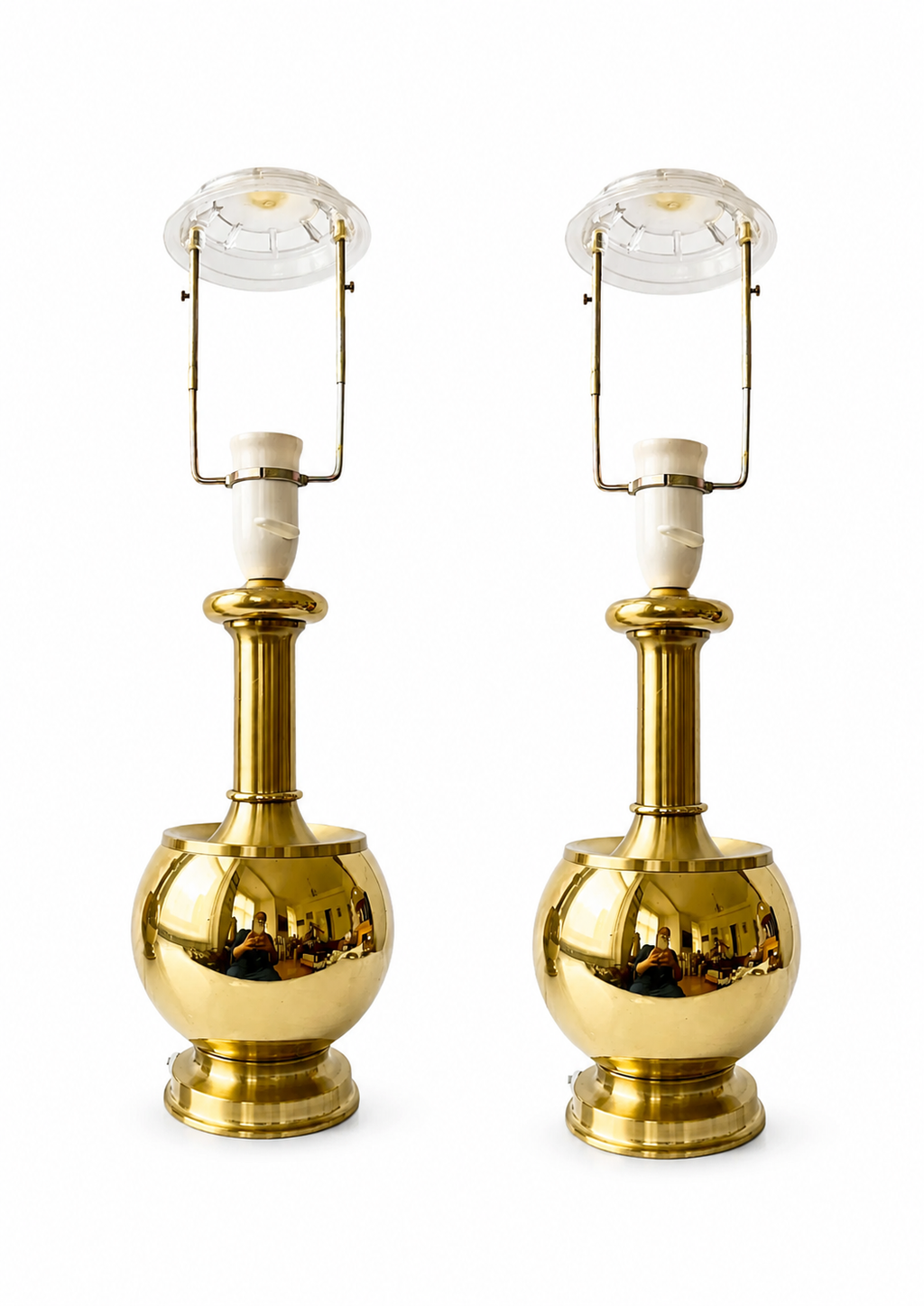 Vintage Pair of ABO Randers  Brass Bubble Lamps, 1970s.
