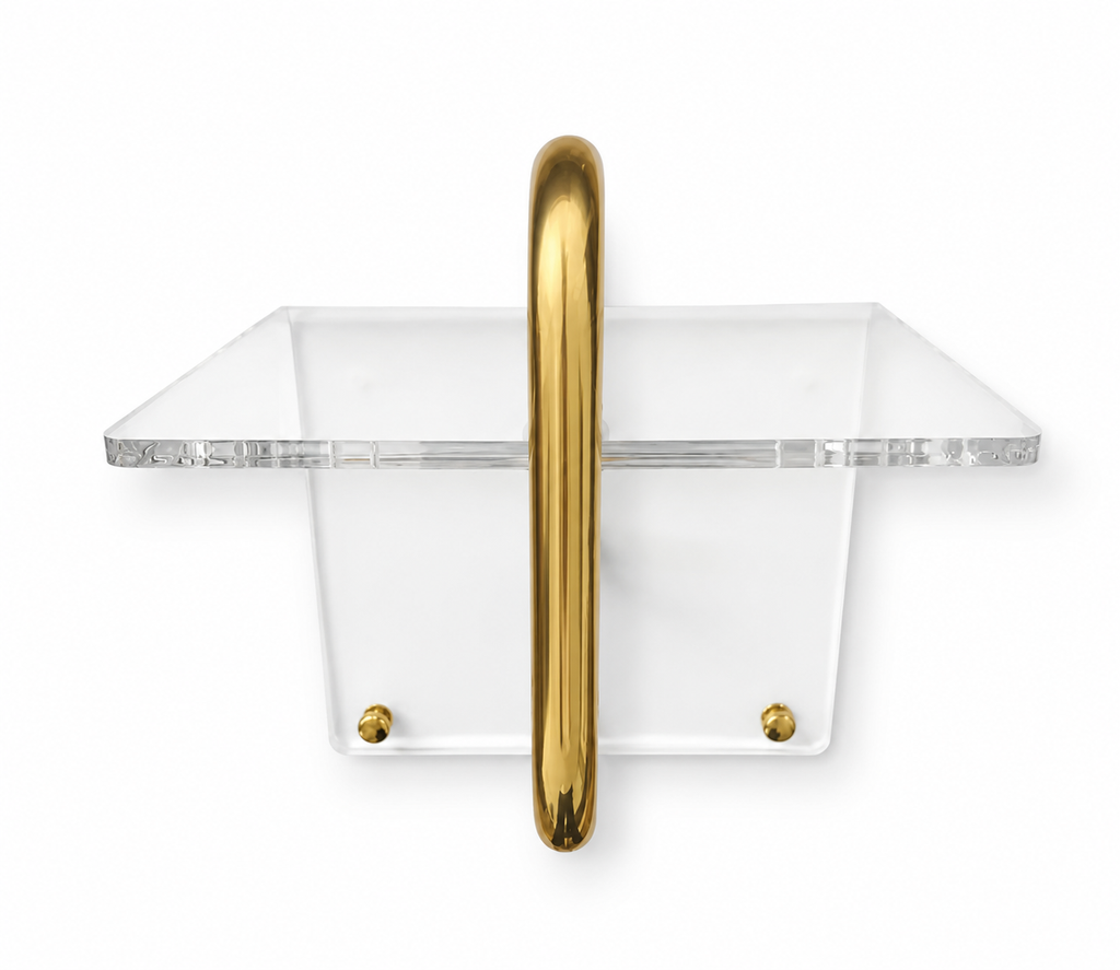 Mid-Century Modern Acrylic Brass Wall Rack Coat Hooks & Hanger Bar
