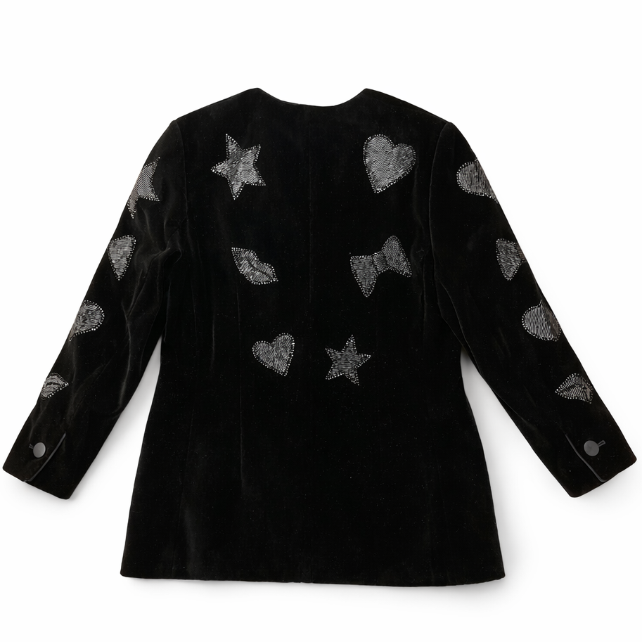 Vintage Escada Velvet Jacket Margaretha Ley Germany 80s 90s Beaded Blazer