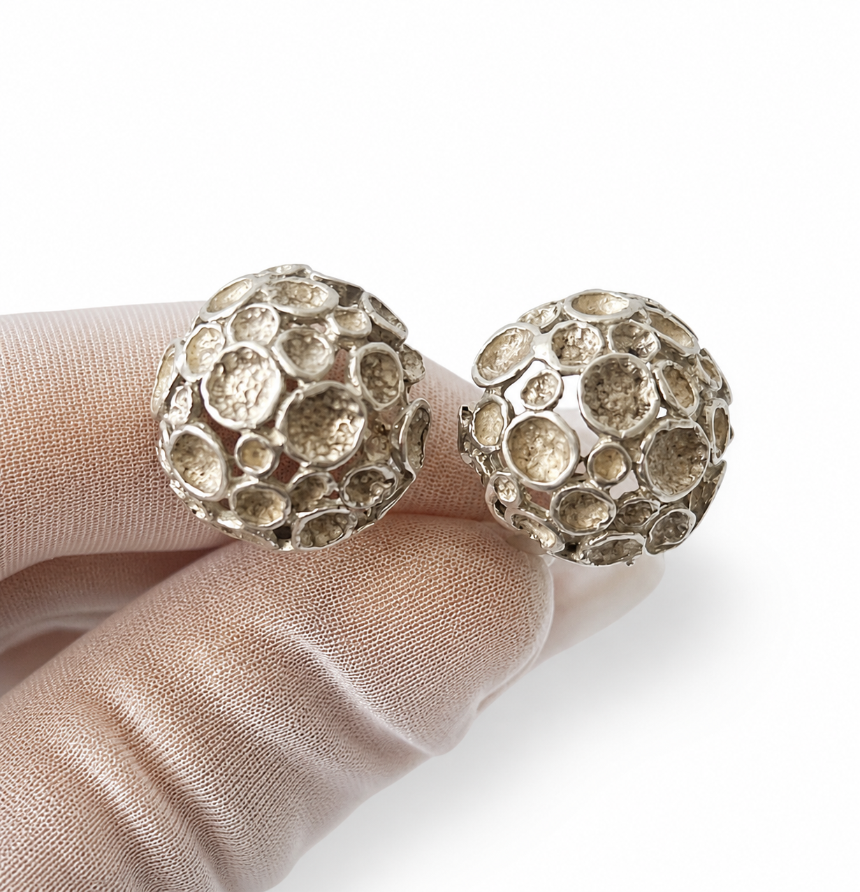Vintage 835 Silver Modernist Clip-On Earrings.